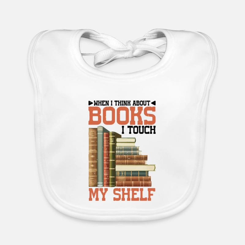 When I Think About Books, I Touch My Shelf 5 Organic Baby Bibs