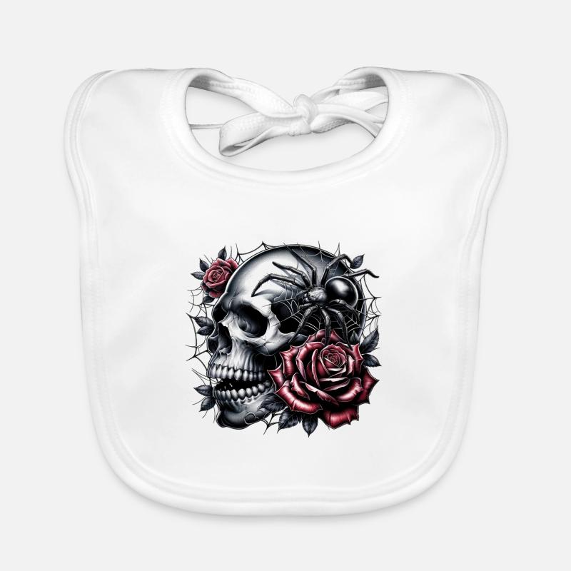 A dance between skulls and roses Organic Baby Bibs