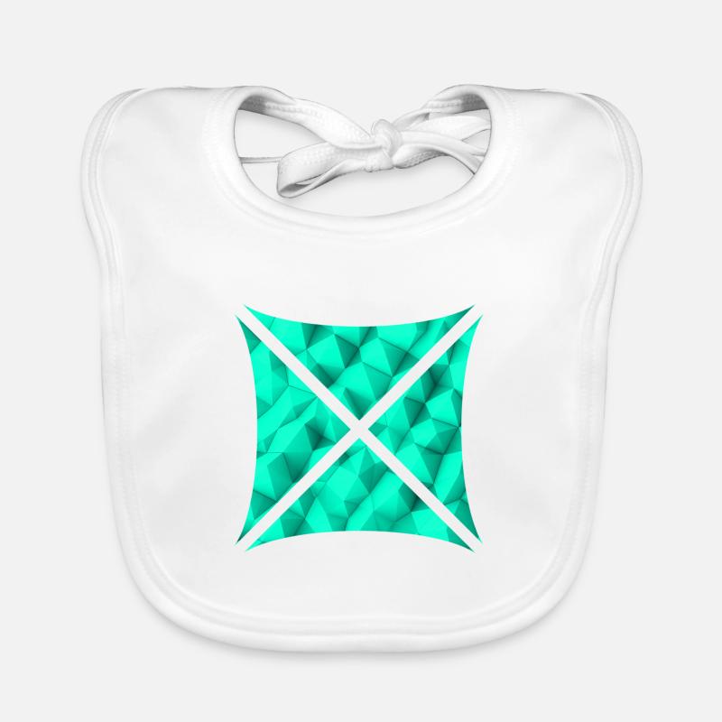 Abstract Polygon Design Turquoise Organic Baby Bibs