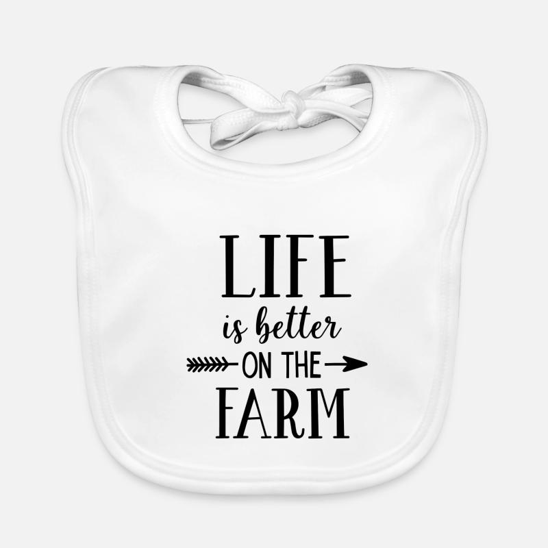 La vie est meilleure à la ferme - Bavoir bio Bébé - blanc