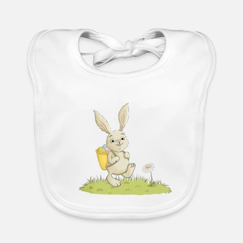 Lapin de Pâques mignon - Bavoir bio Bébé - blanc