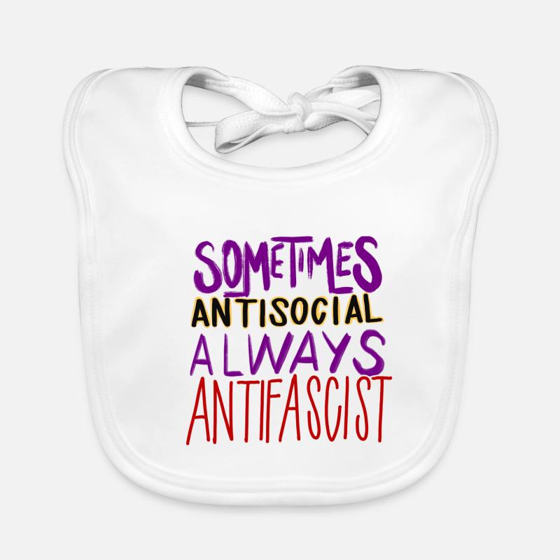 ANTIFASCISTE ANTISOCIAL - Bavoir bio Bébé - blanc