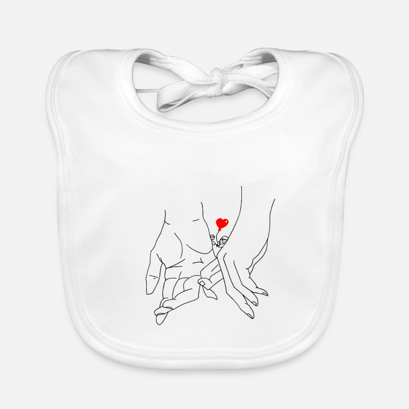 Dessin amour mains doigts - Bavoir bio Bébé - blanc