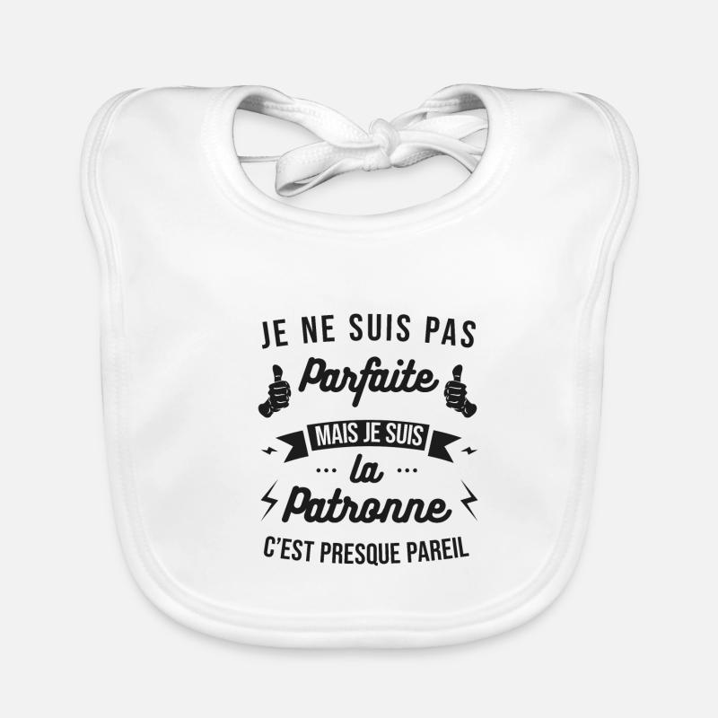 JE SUIS LA PATRONNE - Bavoir bio Bébé - blanc