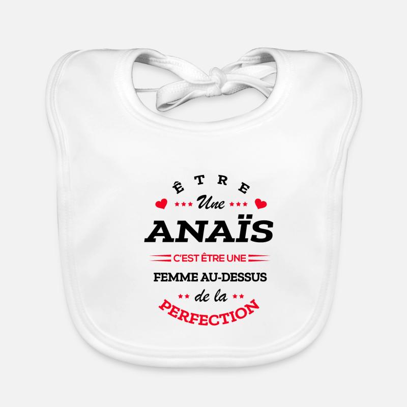ANAÏS PARFAITE - NOM ANAÏS - Bavoir bio Bébé - blanc