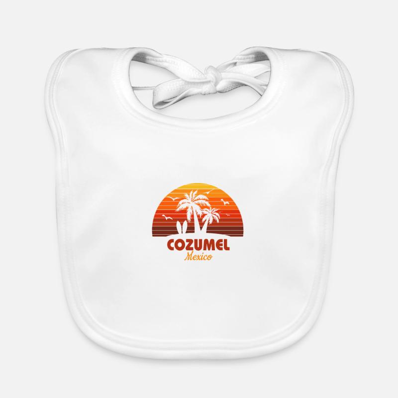 Cool Cozumel Mexique plage coucher de soleil Souvenir Bavoir bio Bébé