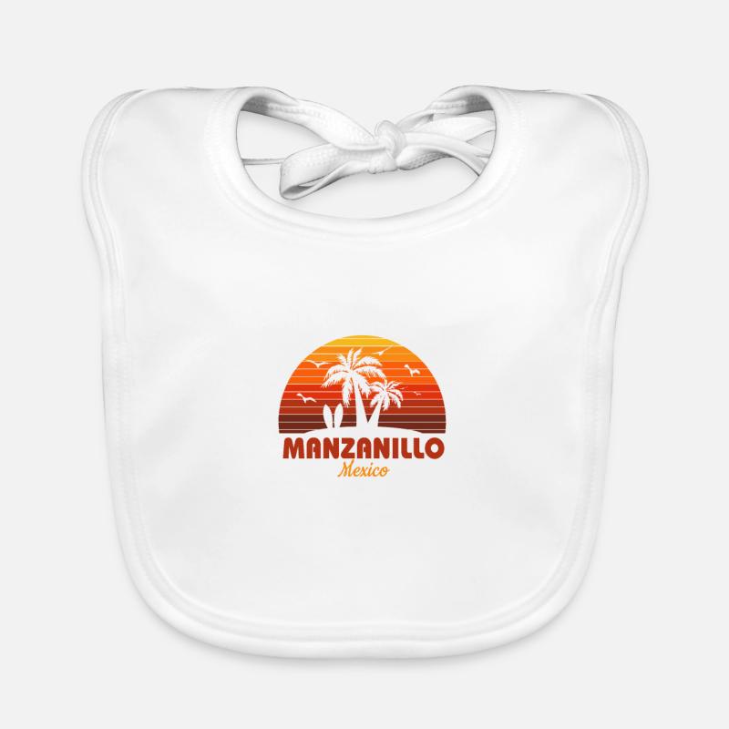 Cool Manzanillo Mexique plage coucher de soleil Souvenir Bavoir bio Bébé