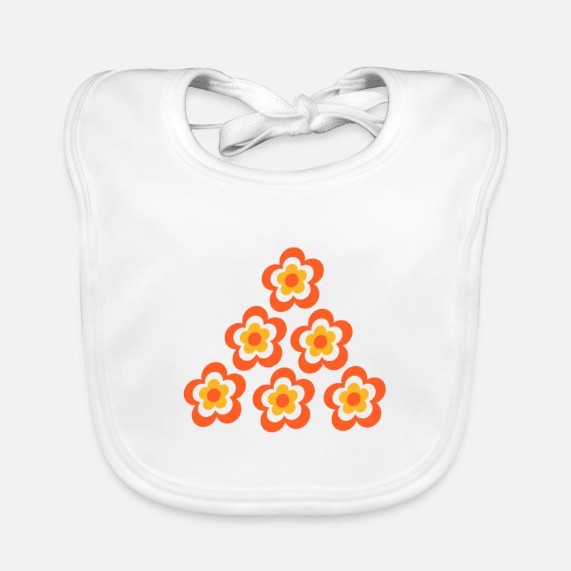 70s Flower Pattern Organic Baby Bibs