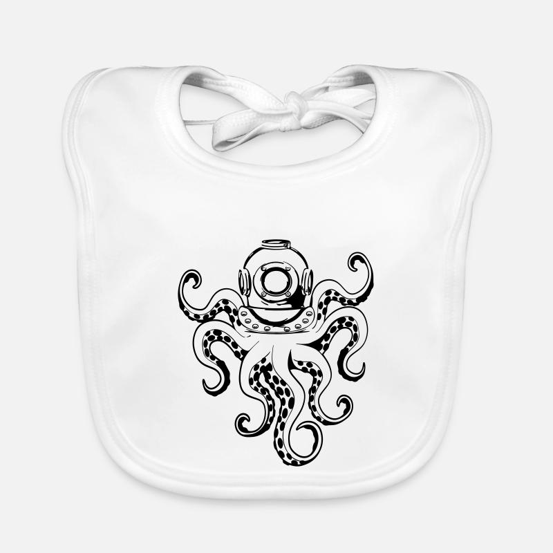 Octopus with diving helmet Organic Baby Bibs
