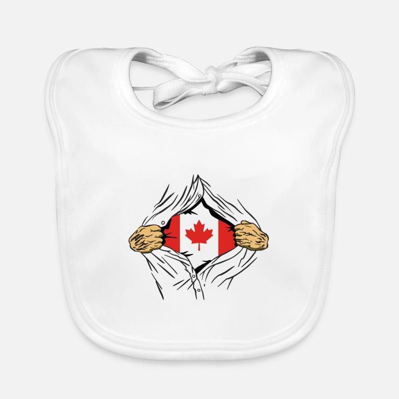 Drapeau du Canada Feuille d’érable Drapeau canadien Canada - Bavoir bio Bébé - blanc