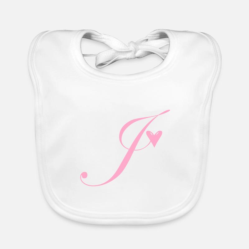 Monogram J Heart Vine Organic Baby Bibs