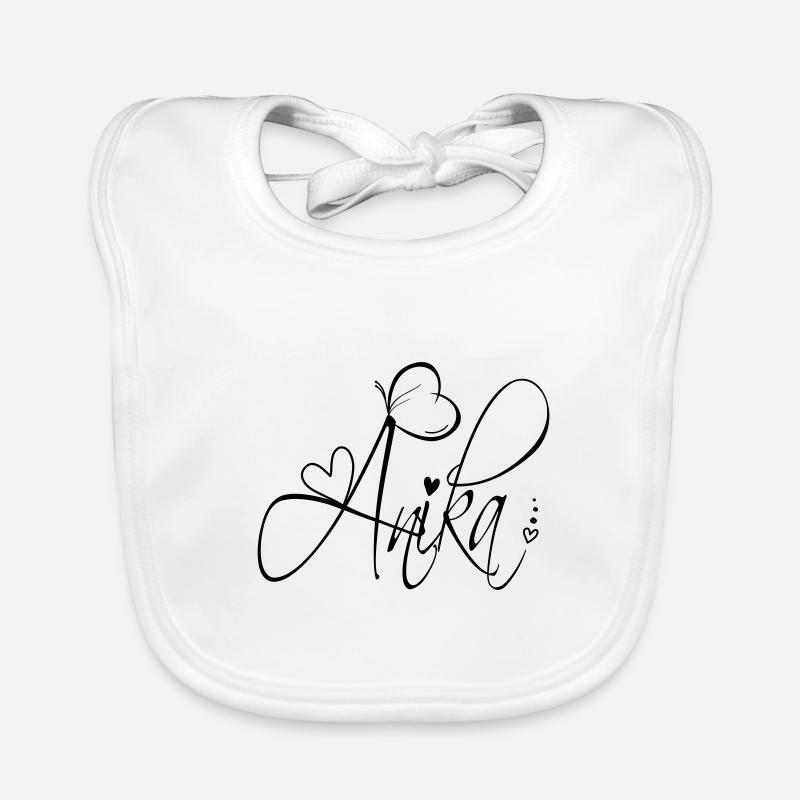 Anika Last Name First Name Girl Calligraphy Decor Organic Baby Bibs