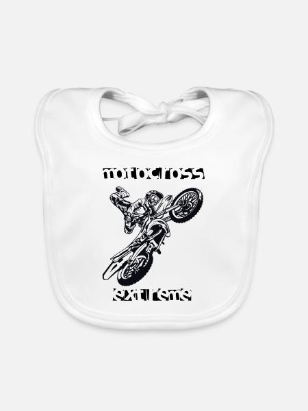 Motocross - Baby Bio-Lätzchen - Weiß - Vorne