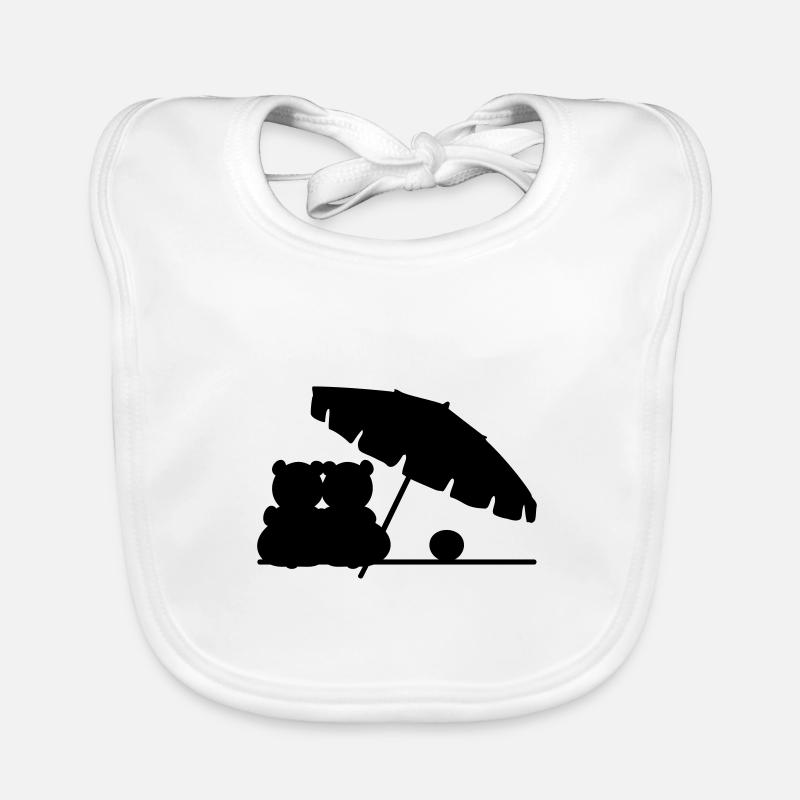 Beach Bear Couples / love beach bears (1c) Organic Baby Bibs