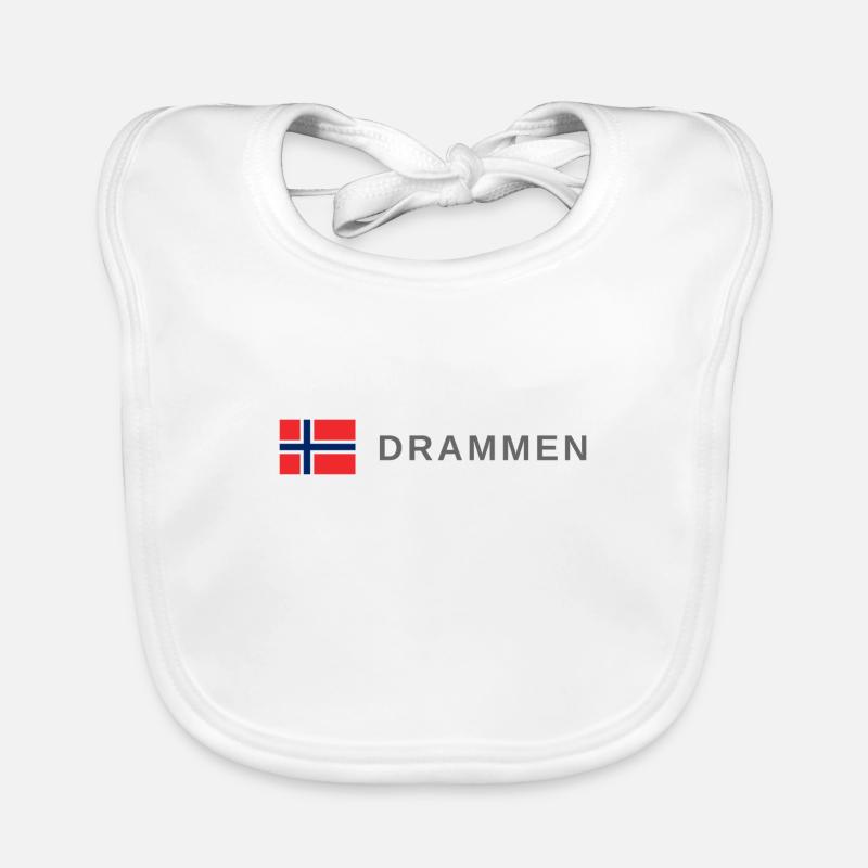 Drammen Norway - Organic Baby Bibs - white