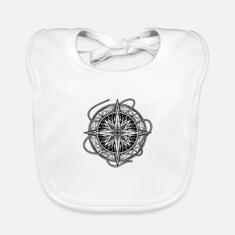 Kompassrose mit Schiffstau Baby Bio-Lätzchen