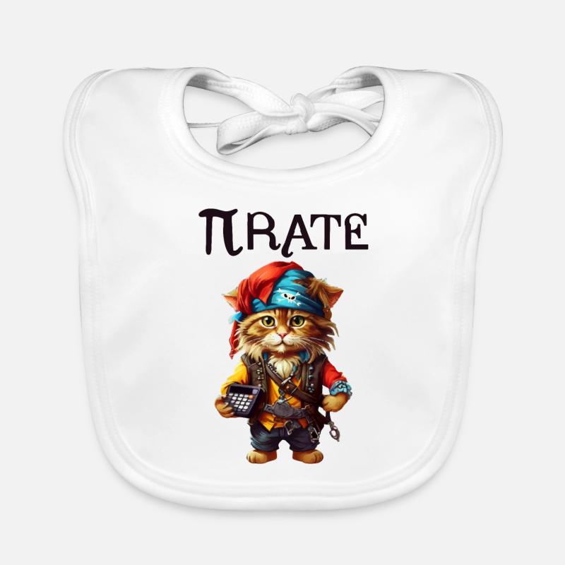 Pi day Pirate Cat Organic Baby Bibs