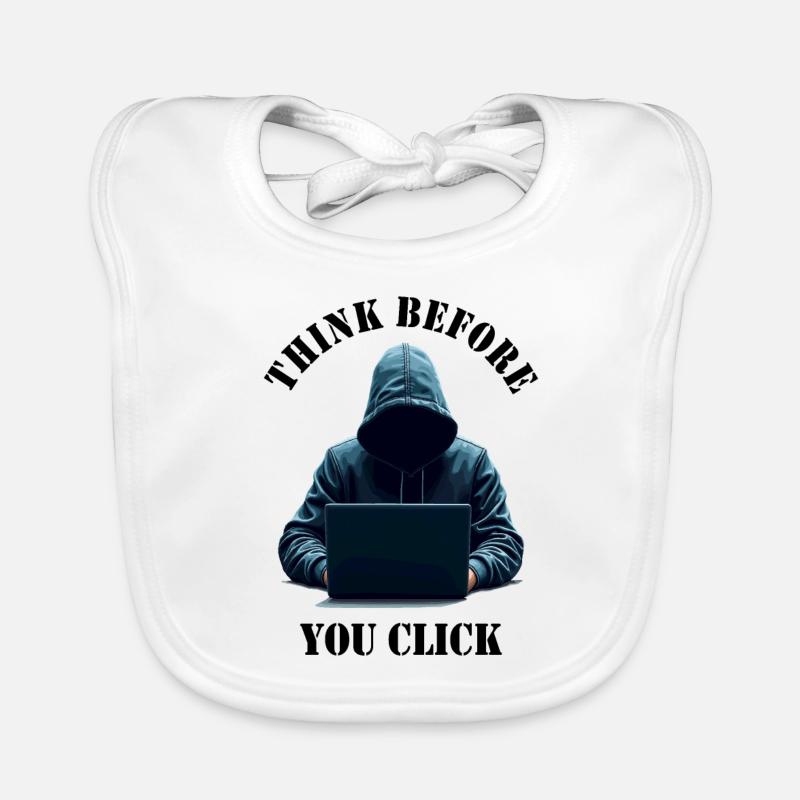 Think Before You Click - Cybersecurity Awareness Organic Baby Bibs