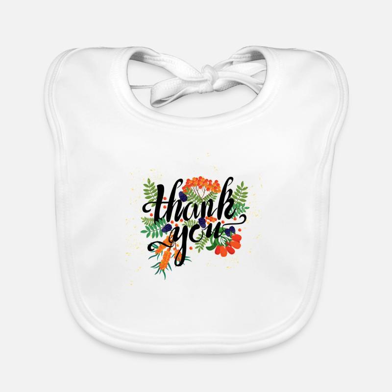 merci - fleurs - merci - Bavoir bio Bébé - blanc