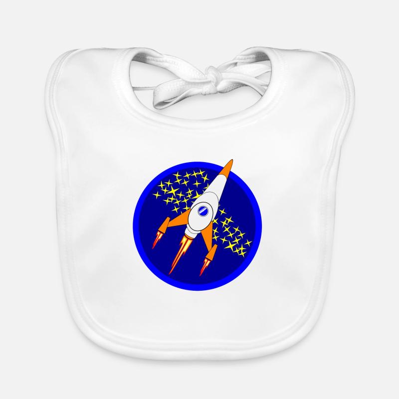 Space Ship - Organic Baby Bibs - white