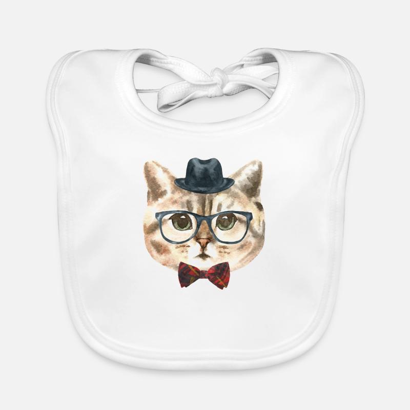 nerd cat - Organic Baby Bibs - white