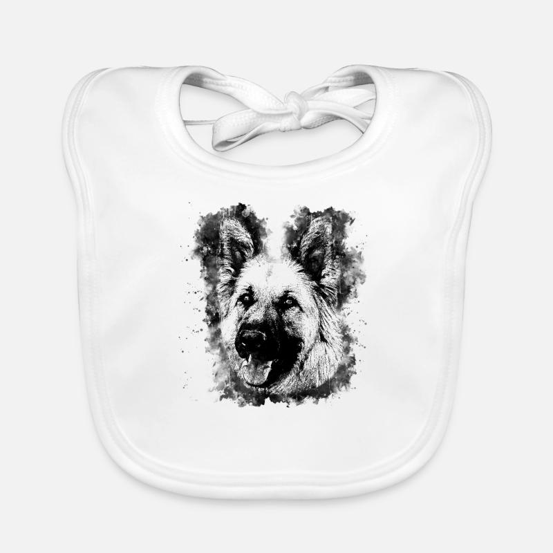 German Shepherd v2wsbw - Organic Baby Bibs - white