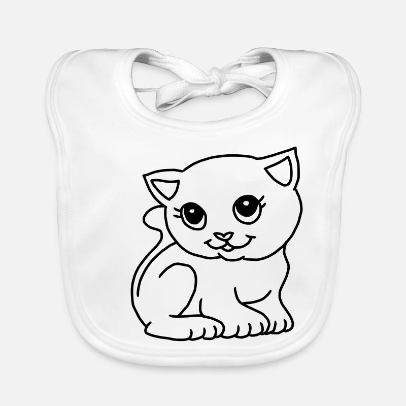 Comic Katze Zeichnung schwarz Baby Bio-Lätzchen