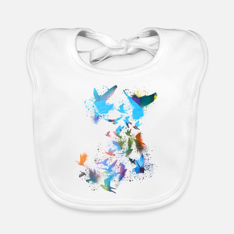 pigeons, sourds, oiseaux, troupeaux d’oiseaux, graffitis, bleu Bavoir bio Bébé