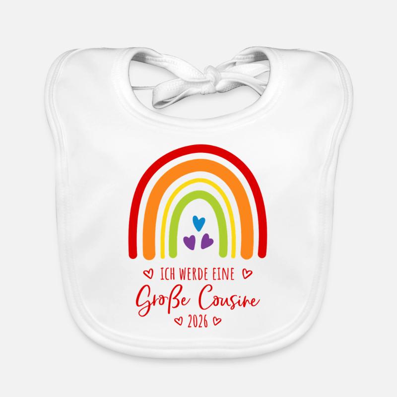 Große Cousine 2026 Regenbogen Baby Bio-Lätzchen