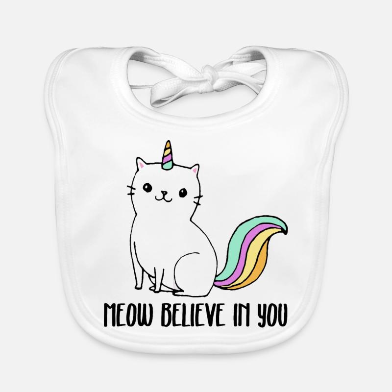 Catnicorn - chat mignon comme une licorne - Bavoir bio Bébé - blanc