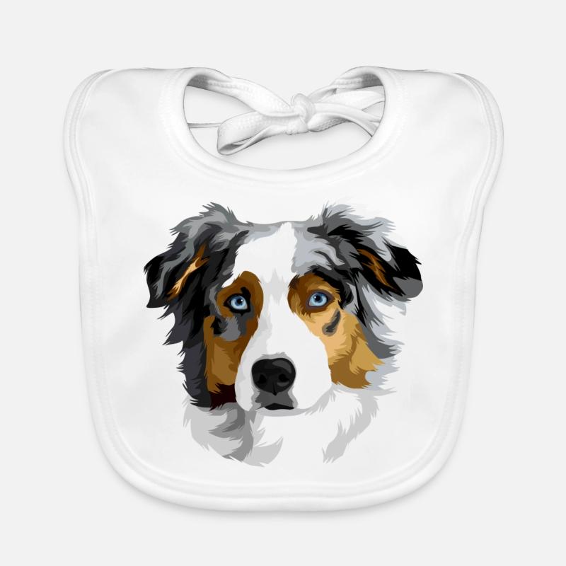 Australian Shepherd head Organic Baby Bibs