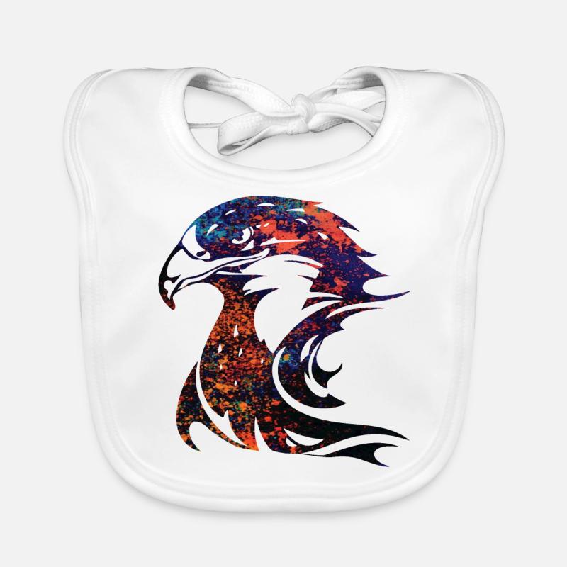 spotted eagle head - Organic Baby Bibs - white