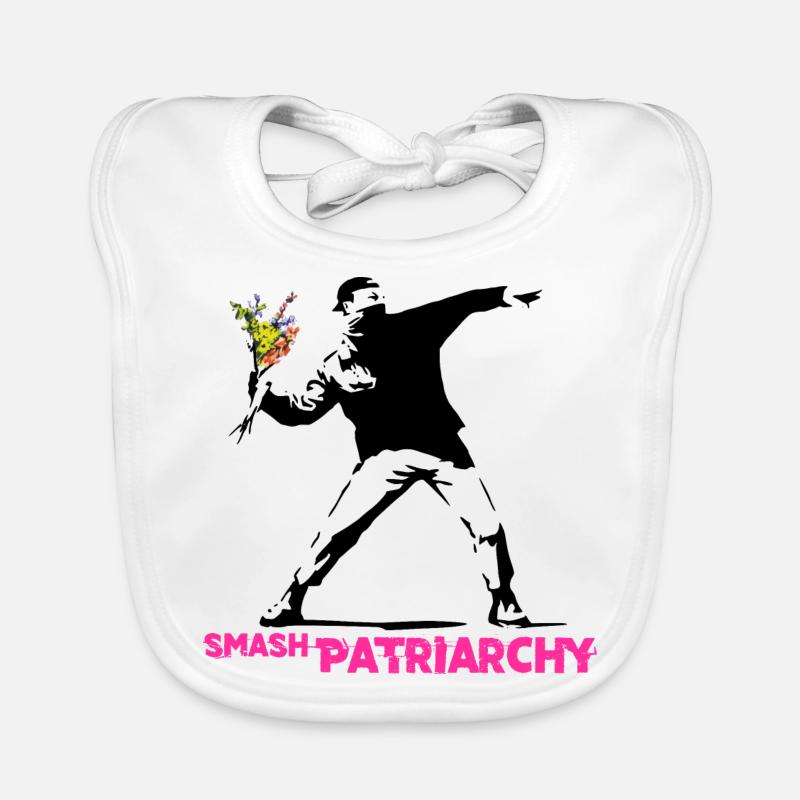 Street Art Graffiti - Smash Patriarchy - Bavoir bio Bébé - blanc