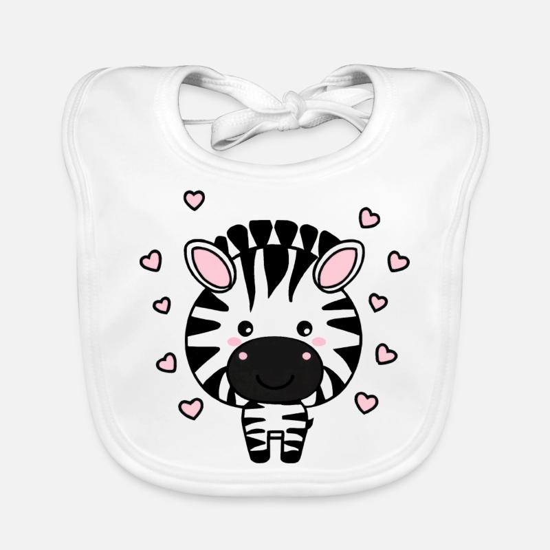 Süßes Zebra mit Herzchen Baby Bio-Lätzchen