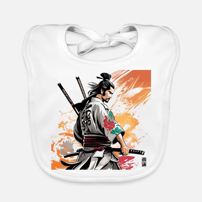 Samurai mit Schwertergrafik Baby Bio-Lätzchen