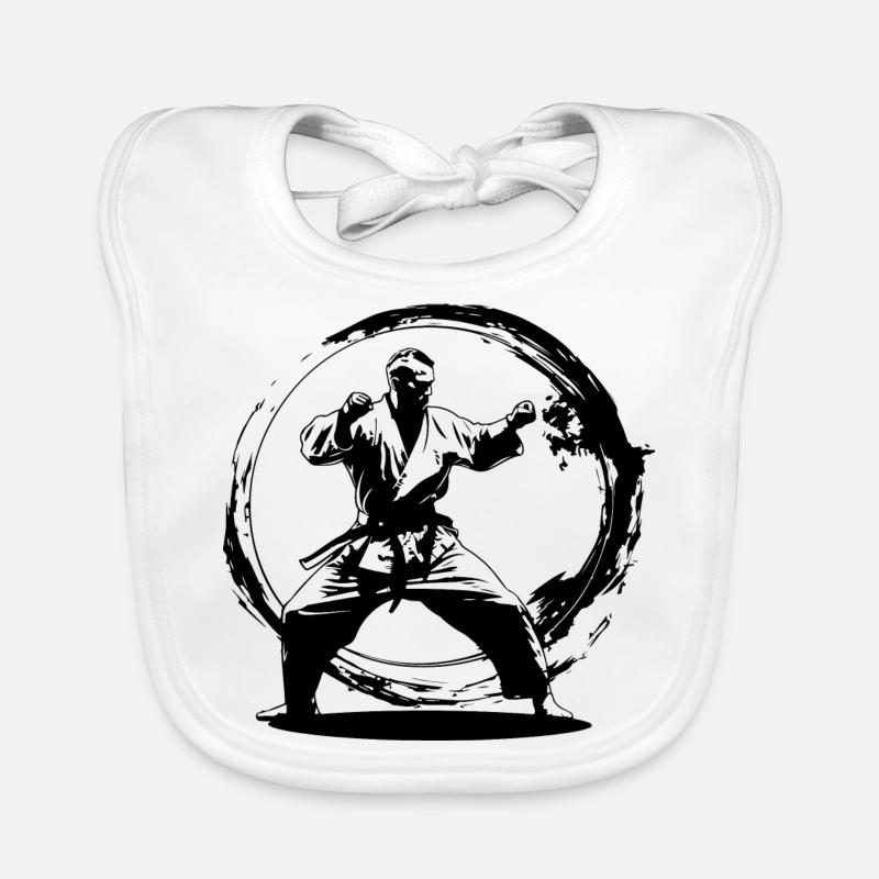 Karate Man Silhouette Organic Baby Bibs