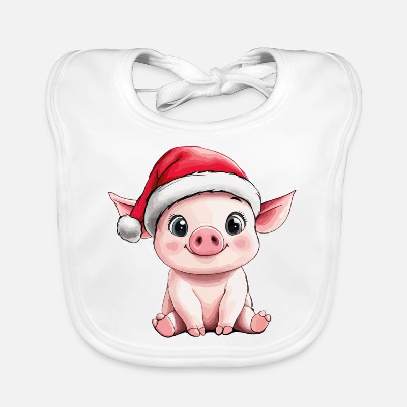 Cochon Noël Mignon Mignon Couler Cochon Bavoir bio Bébé