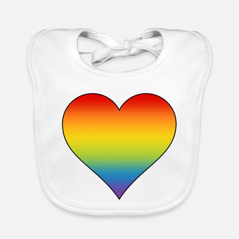 Regenbogen Herz  Baby Bio-Lätzchen