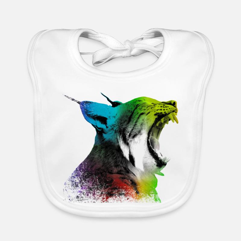 Lynx béant - Bavoir bio Bébé - blanc