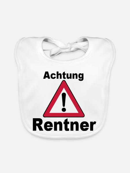 Rente Rentner Rentnerin Berufe Achtung Rentner(25) - Baby Bio-Lätzchen - Weiß - Vorne