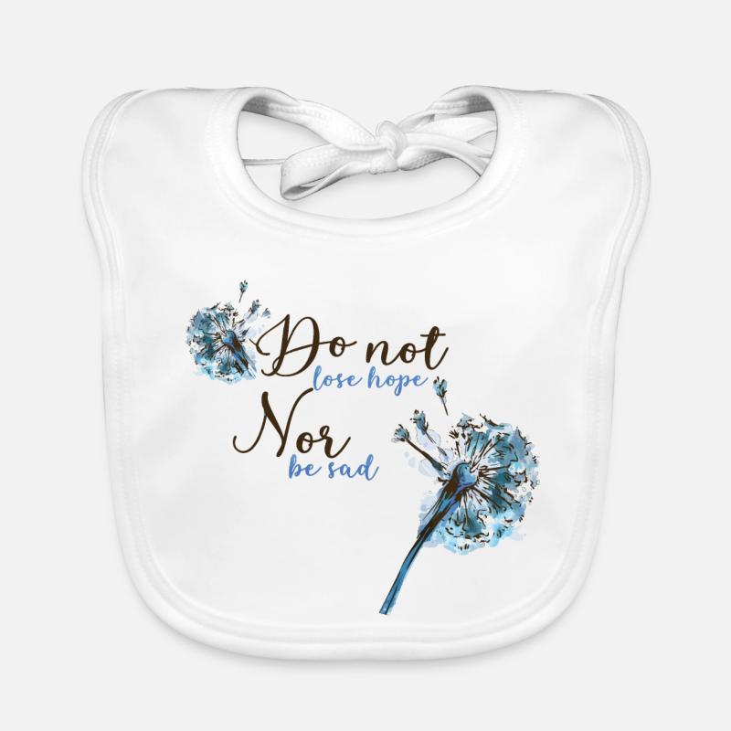 Motifs avec lilas et slogan positif - Bavoir bio Bébé - blanc