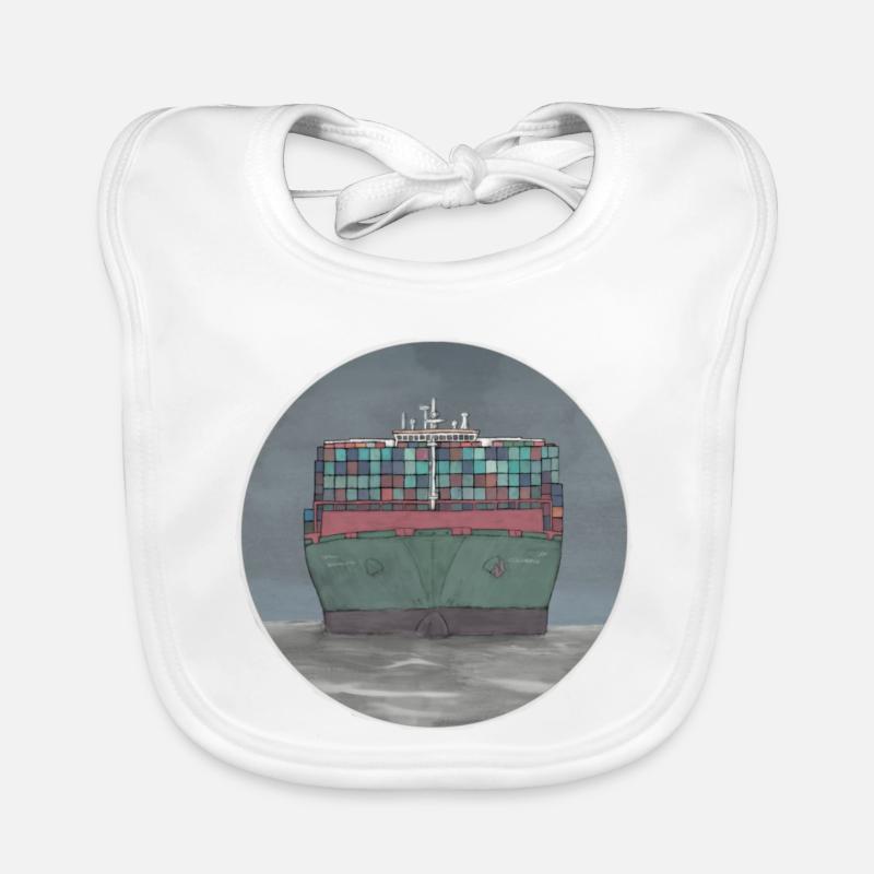 Containerschiff - Baby Bio-Lätzchen - Weiß