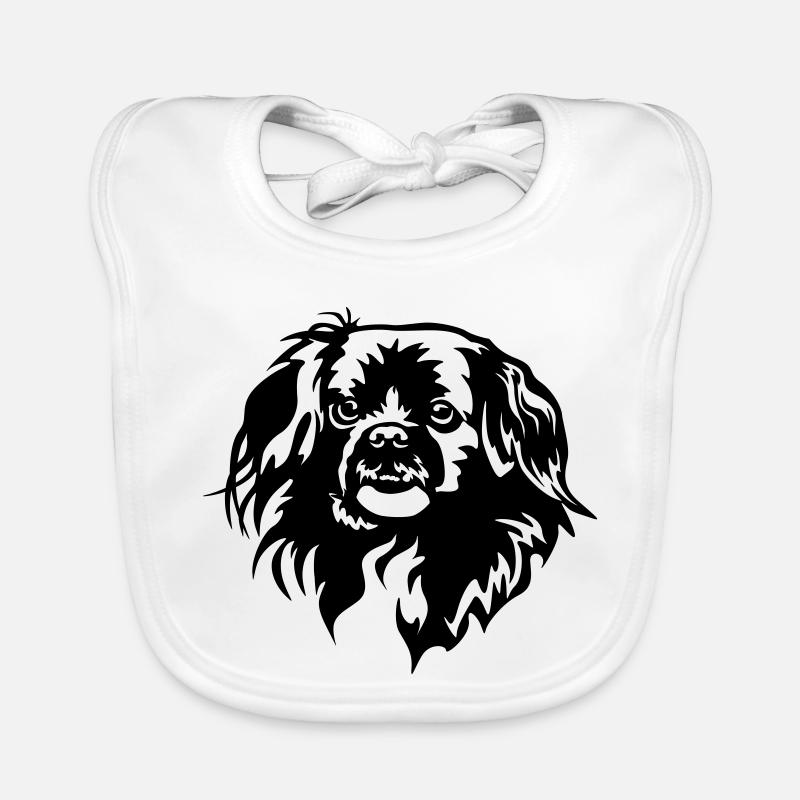 Tibetan Spaniel Head Organic Baby Bibs