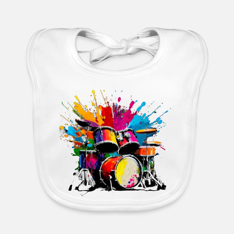 Percussions colorées - Bavoir bio Bébé - blanc