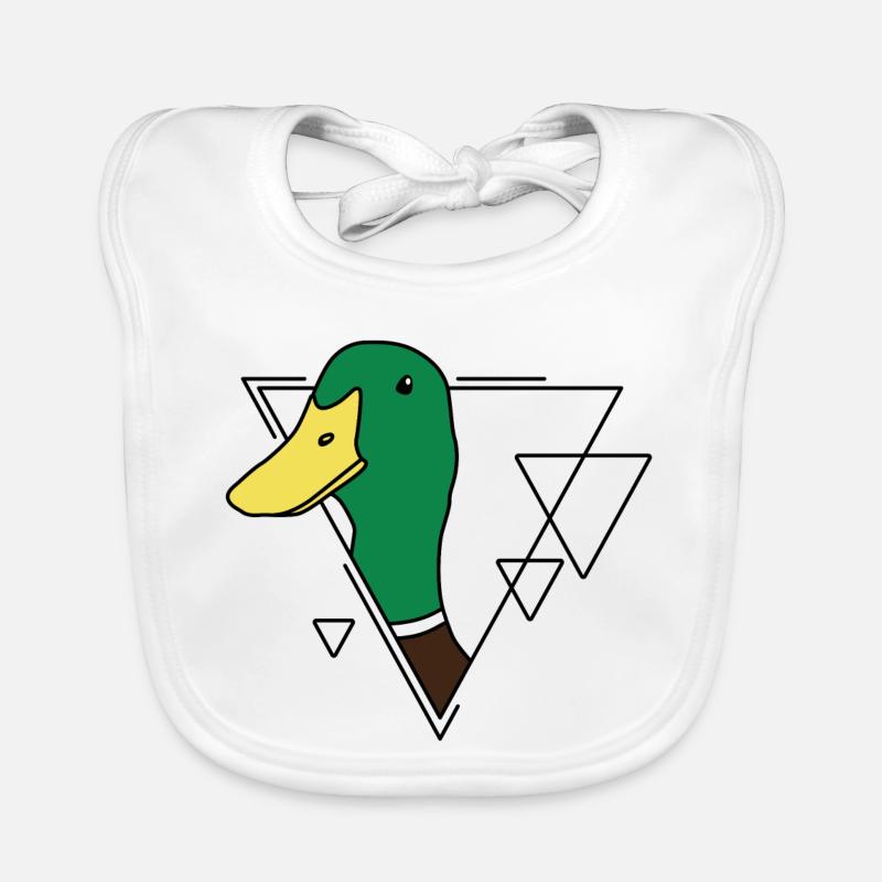 Canard coloré en design géométrique - Bavoir bio Bébé - blanc