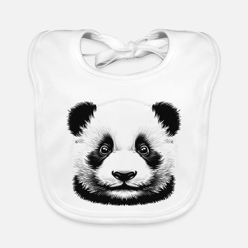 Pandas 🐼 Noir et Blanc Panda Face Art Bavoir bio Bébé