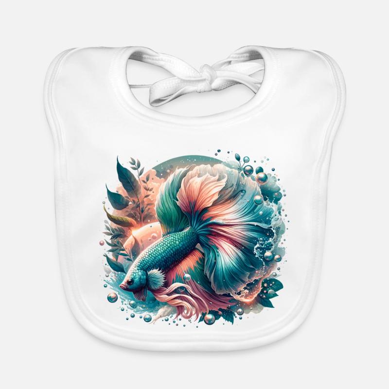 Betta splendens, colorful fish Organic Baby Bibs