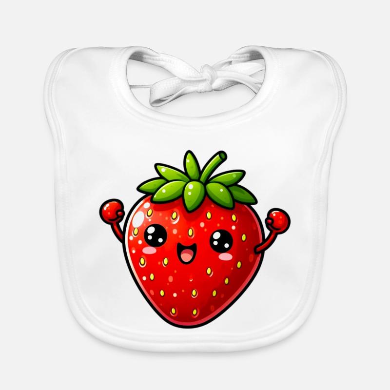 Erdbeeren Erdbeeren - Baby Bio-Lätzchen - Weiß