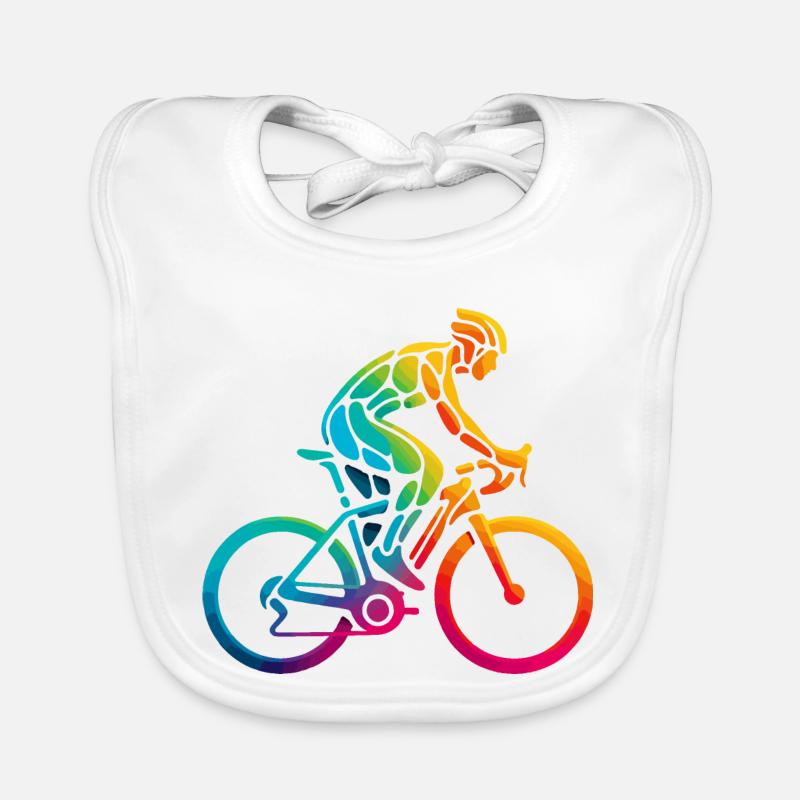 Vibrant Rainbow Cycling Art Organic Baby Bibs
