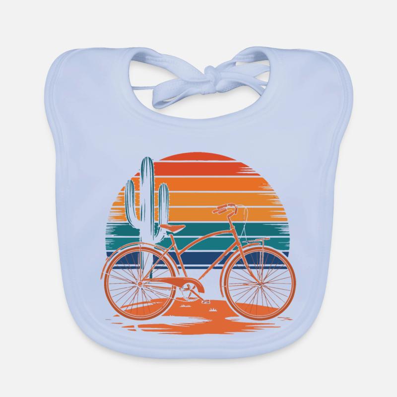 Vintage Bicycle Desert Sunset Organic Baby Bibs